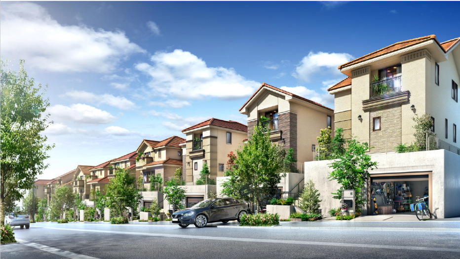 【バーチャルメガソーラーを導入する「プラウドシーズン稲城南山」街並みイメージ】