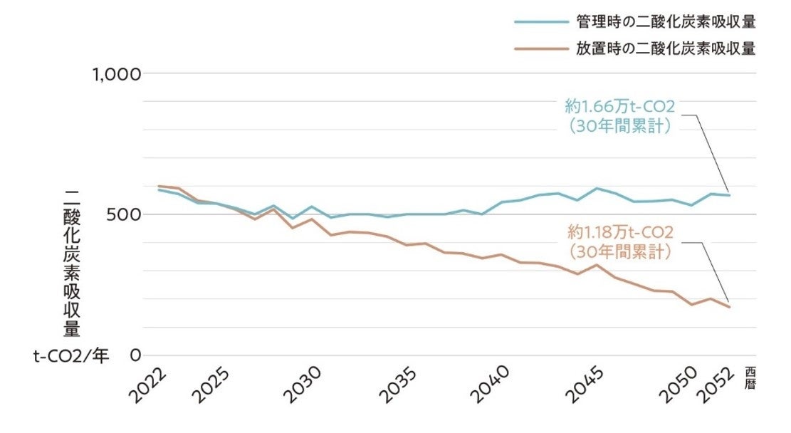 【「つなぐ森」の30年間の想定二酸化炭素吸収量】