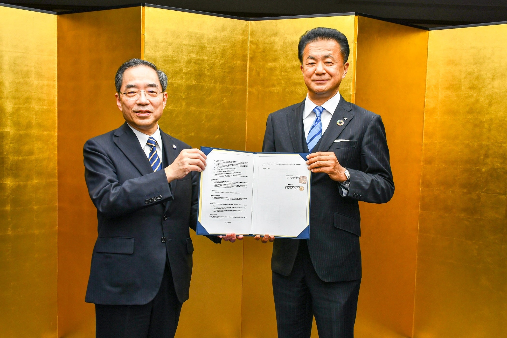 写真左：東京医科歯科大学 学長 田中 雄二郎、写真右：野村不動産 代表取締役社長 松尾 大作