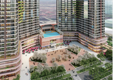 【桜も取り入れたレジデンスの植栽　完成イメージ】