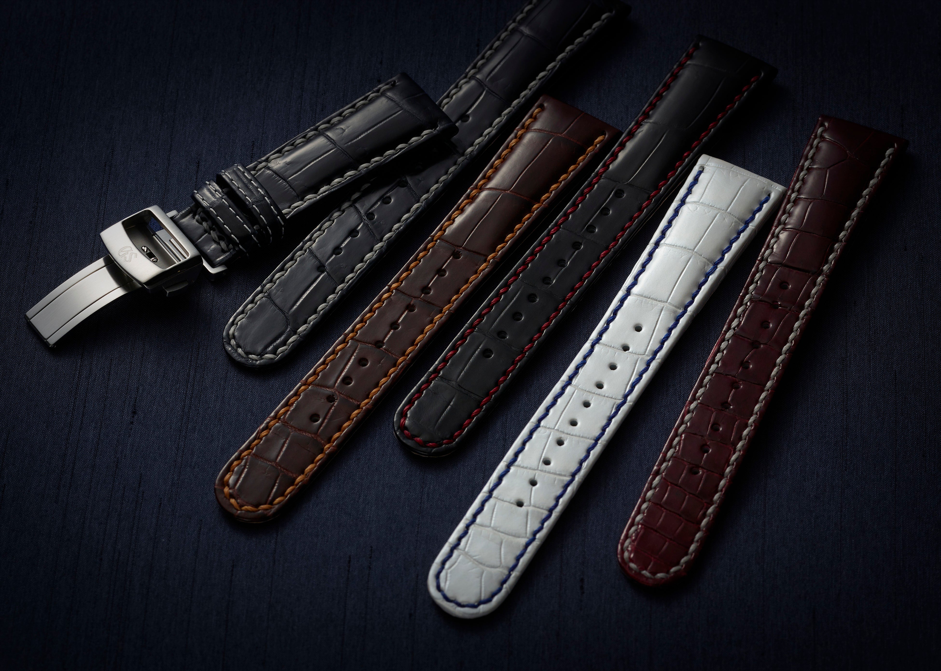 付け替え用の革ベルト：6色（ステッチは写真サンプルの色または同色をお選びいただけます）