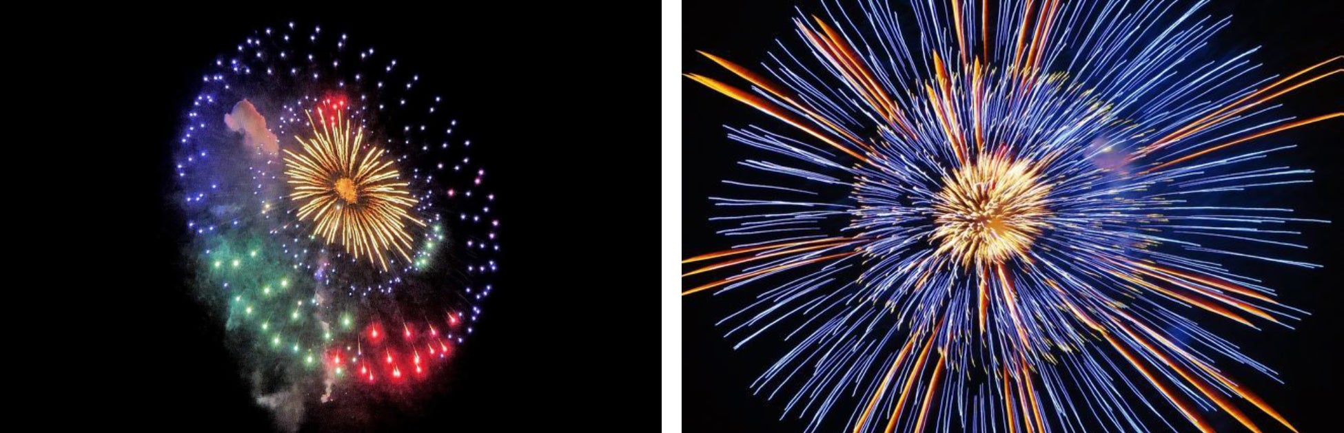花火がはじけるたびに色が変わり、さまざまな色の輪が咲き乱れるダイナミックな花火  写真クレジット:エイベックス・アジア