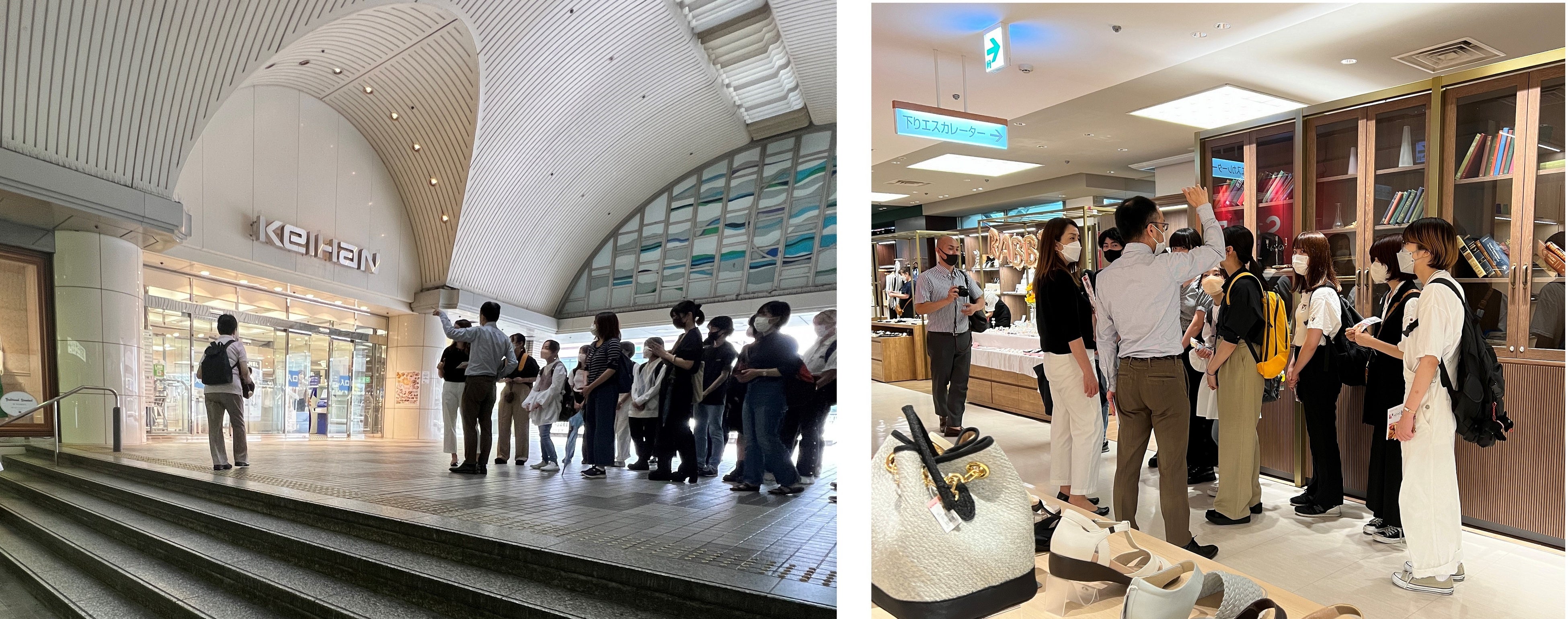 京都芸術大学の学生が京阪百貨店守口店を訪問。現地確認を行なう（７月２１日）。