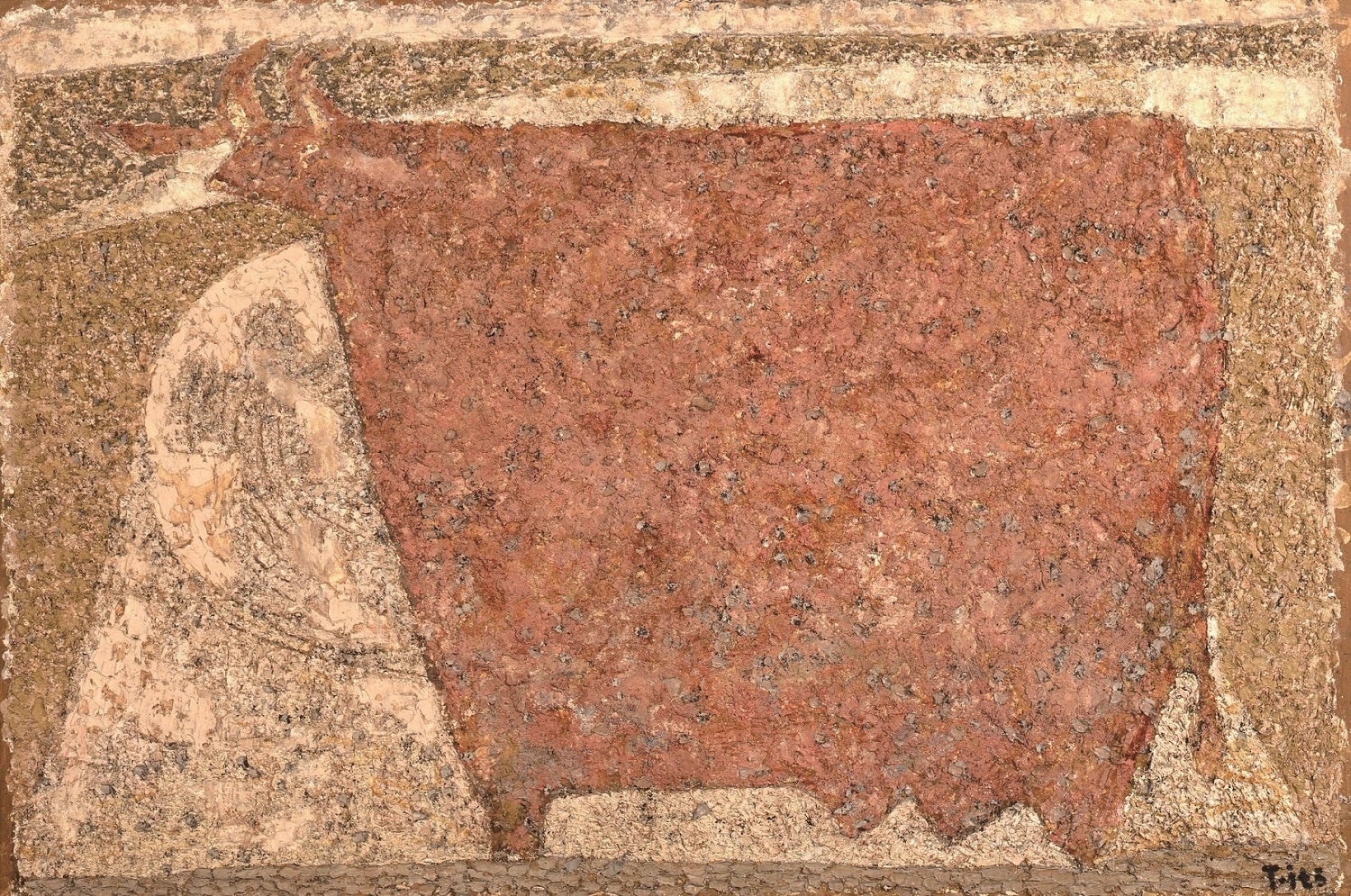 伊藤継郎　《阿蘇の赤牛》　1961年　油彩、布　芦屋市立美術博物館蔵