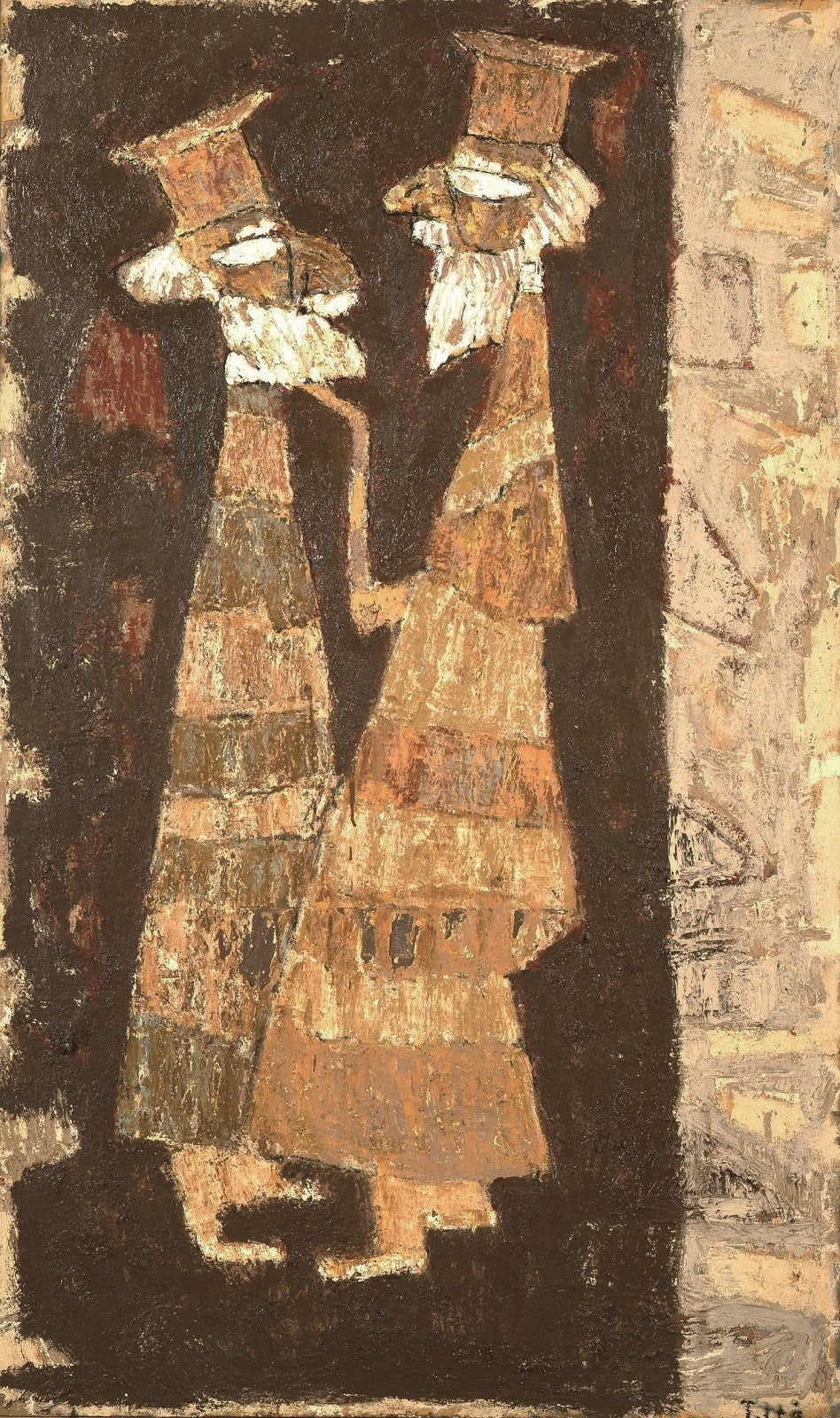 伊藤継郎　《二人の司教》　1968年　油彩、布　芦屋市立美術博物館蔵