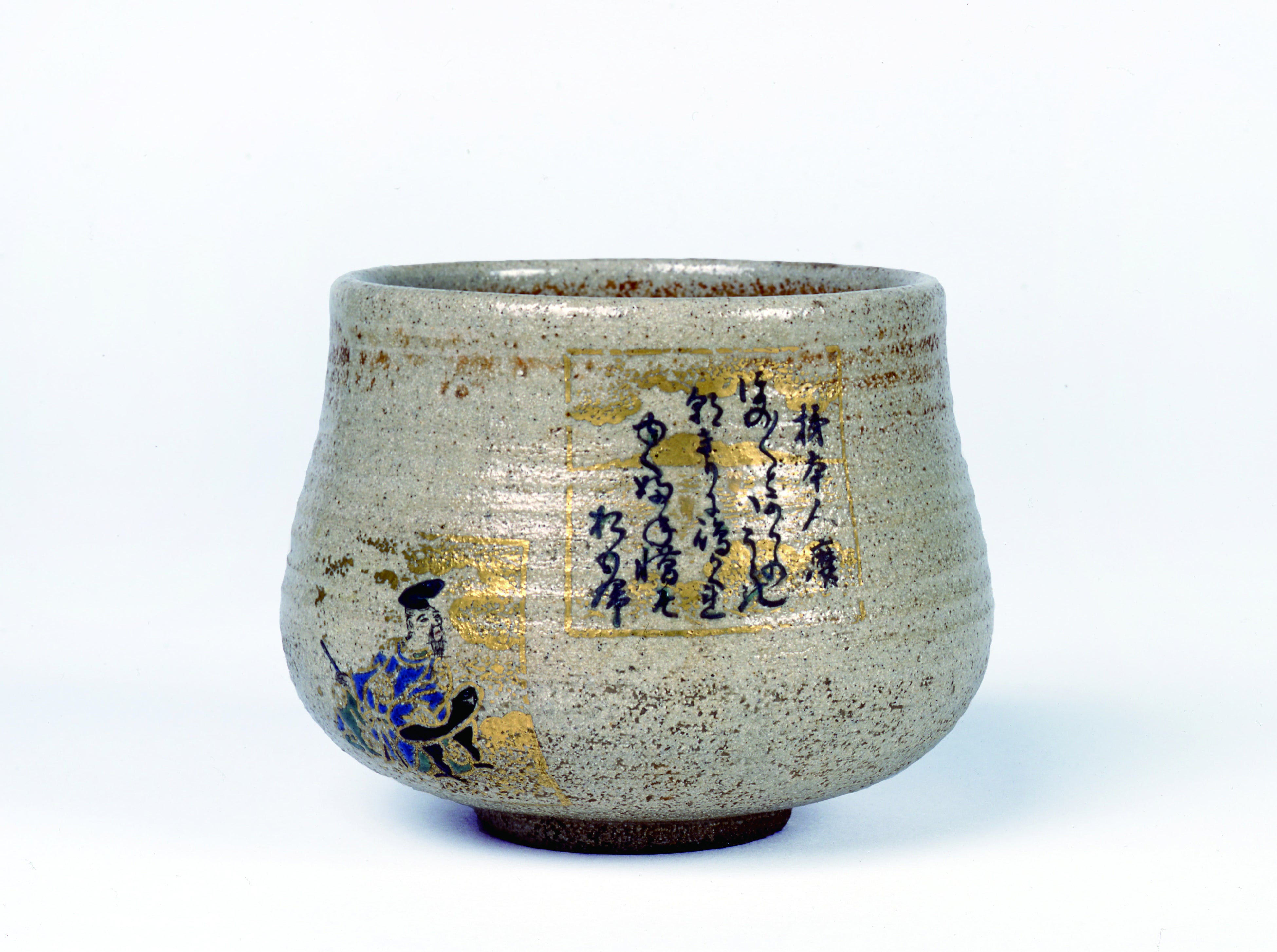 明石焼 色絵柿本人麿茶碗（個人蔵）