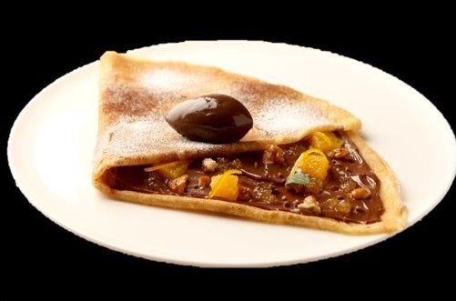 ル カフェ ドゥ ジョエル・ロブション プラリネとオレンジのクレープ カカオのソルベを添えて