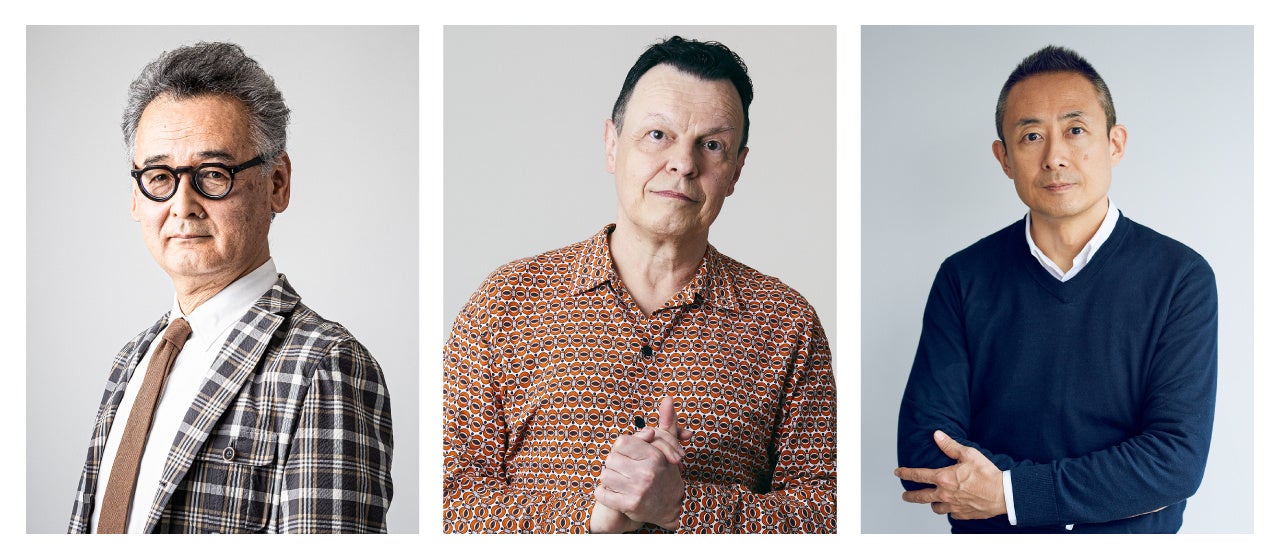 左から： フォントワークス株式会社 書体デザインディレクター 藤⽥重信、同 ヨアヒム・ミュラー゠ランセイ、Monotype クリエイティブ・タイプディレクター ⼩林章