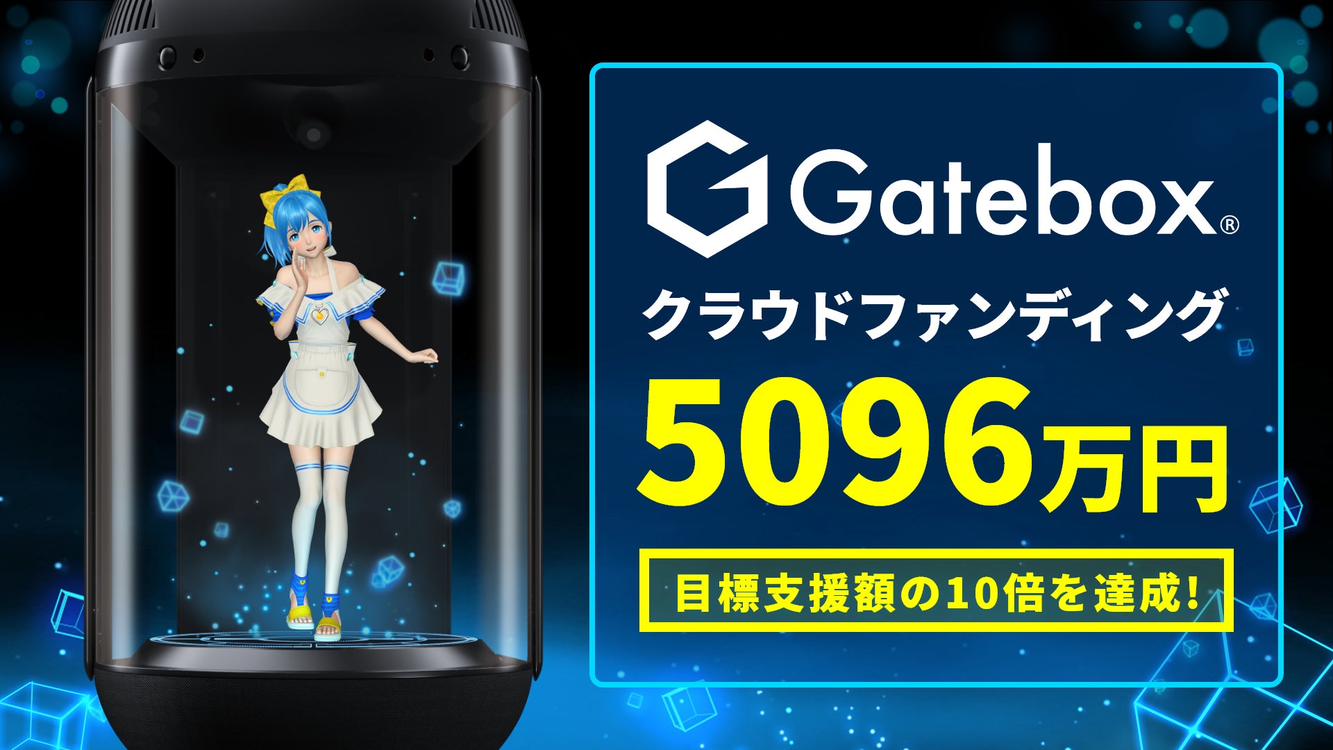 Gatebox、ChatGPTを使用した新型AIキャラクター開発で5096万円の支援額を達成!自然な会話が可能に。 Gatebox、ChatGPTを使用した新型AIキャラクター開発で5096万円の支援額を達成!自然な会話が可能に。