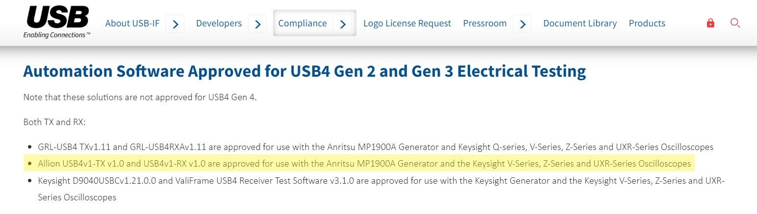 図:USB-IF公式ウェブサイトの掲載ページ