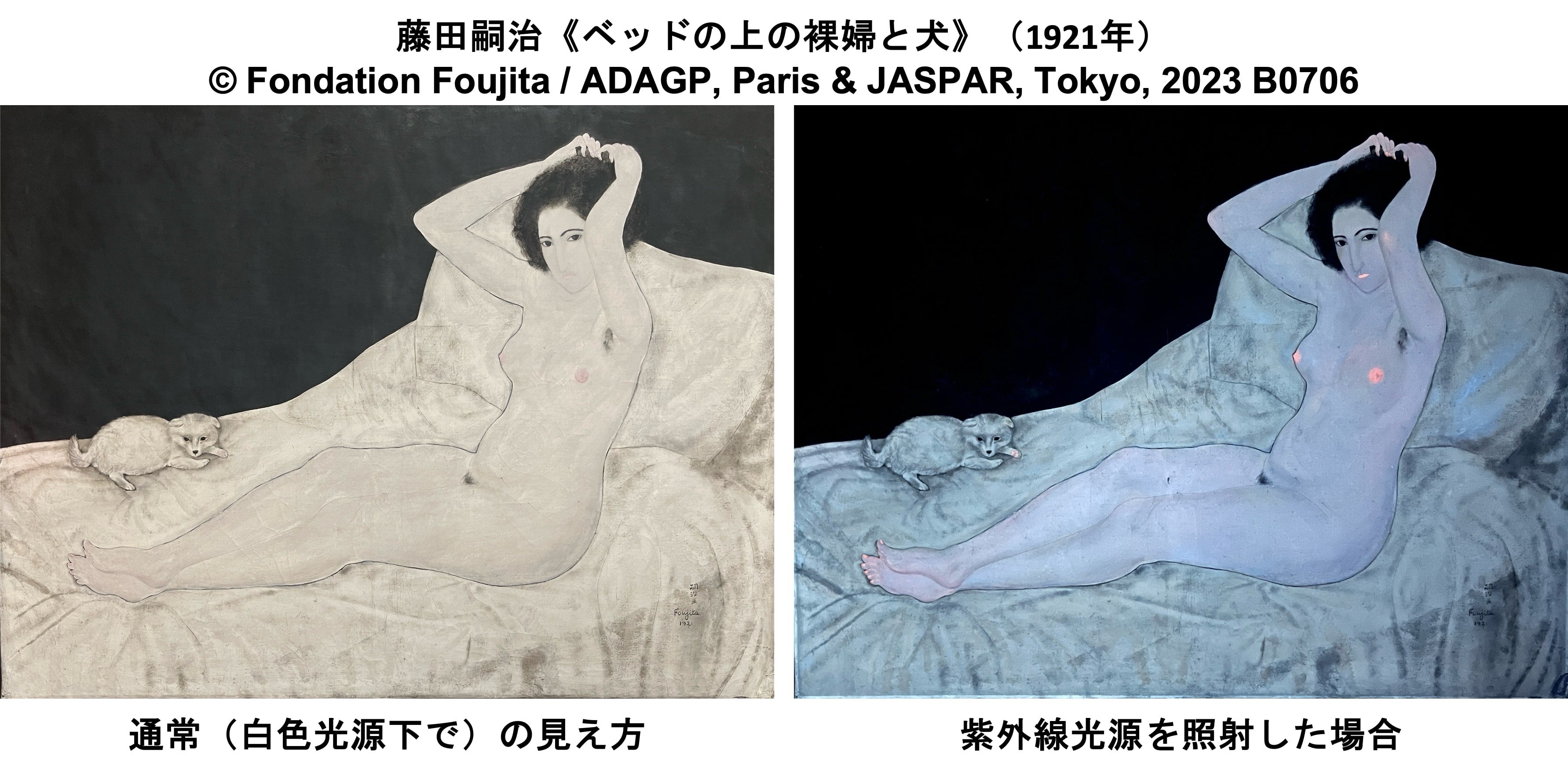 藤田嗣治　裸婦　1929年頃　肉筆水彩画　紙本著色・レオナールフジタ・高級額装 藤田嗣治 裸婦 1929年頃 肉筆水彩画 紙本著色・レオナールフジタ