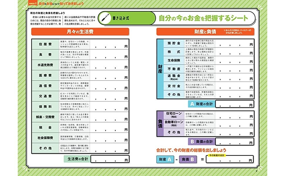 書き込み式　自分の今のお金を把握するシート