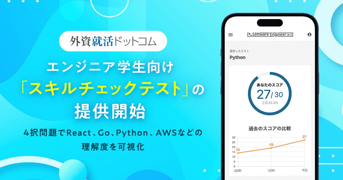 外資就活ドットコム、エンジニア志望学生向け「スキルチェックテスト」の提供開始
