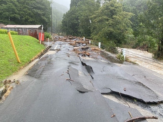 被災した岡山県鏡野町の様子