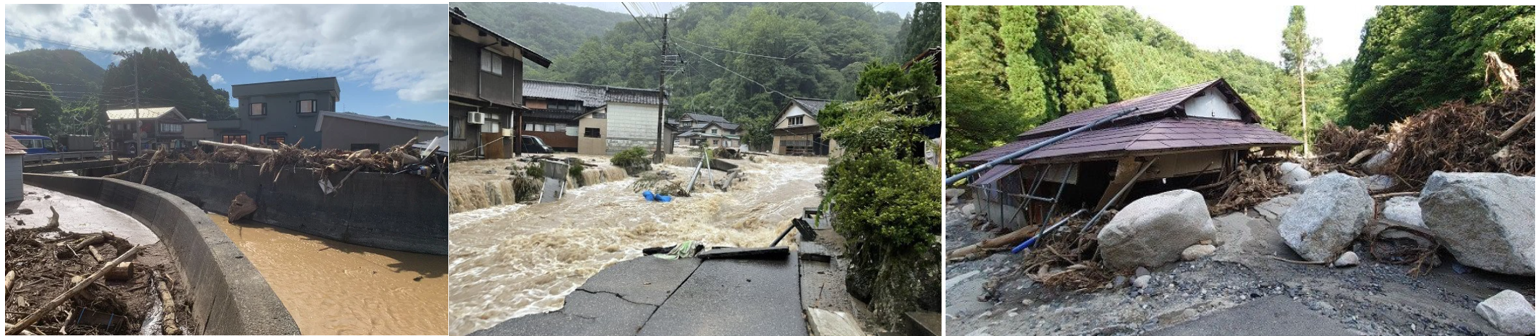 左から：青森県外ヶ浜町、石川県小松市、福島県西会津町の被害状況