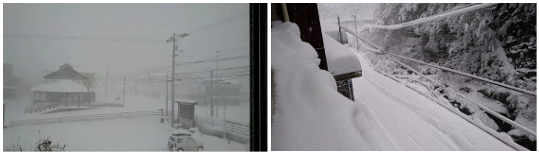 大雪被害を受けた愛媛県久万高原町の様子