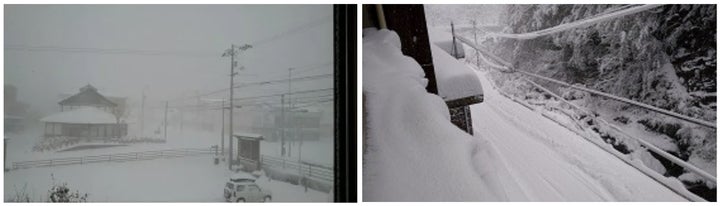 大雪被害を受けた愛媛県久万高原町の様子