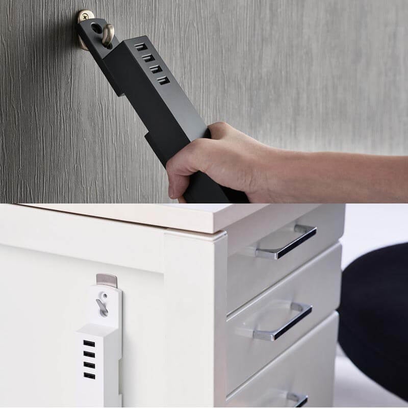 ▲ 脚パーツの吊り穴を使って、別途設置したフックに吊り下げ可能