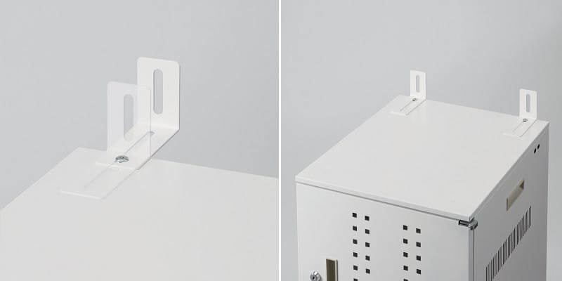 ▲ 設置場所の奥行きに合わせて調整できるアンカー用の金具が付属