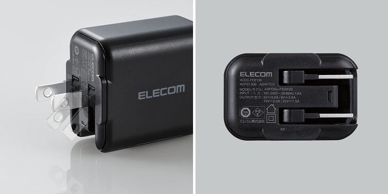 ▲ スイングプラグ機構で未使用時はコンパクトに収納可能