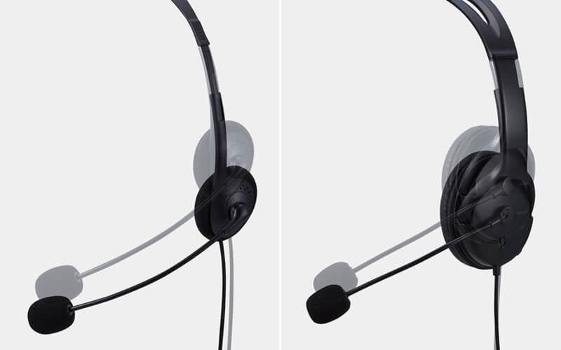 アジャスターで使いやすい長さに調節できる ヘッドバンドを採用 左：HS-HP22UCBK、右：HS-HP28UCBK