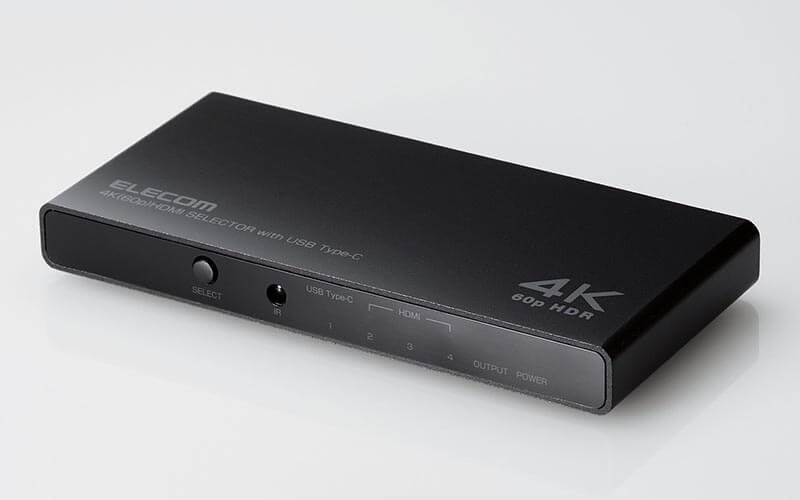 製品画像：DH-SW4KC41BK(HDMI入力×3＋ USB Type-C(USB-C)入力×1、HDMI出力×1)