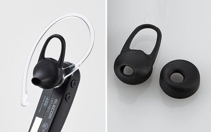  フィット感が選べる2種類の イヤーキャップが付属(ブラック)