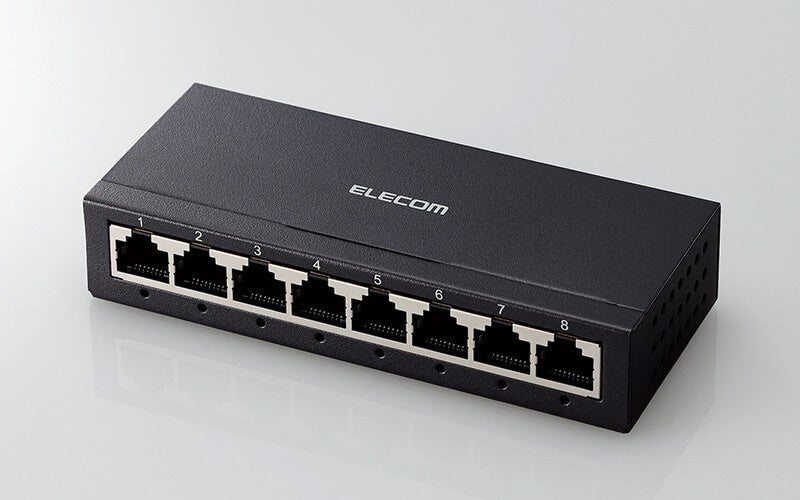 ELECOM ギガビットスイッチングハブ 8ポート 3台 弊社従来品よりも約60%のコンパクト化を実現！壁面に設置する