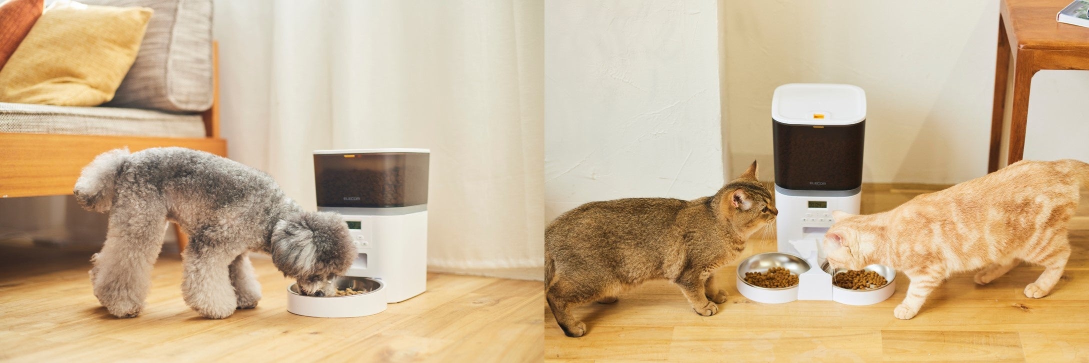 1皿・2皿タイプを用意。設定した量をタイマーで提供可能