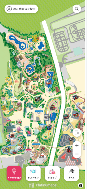 園内デジタルマップのアトラクション情報