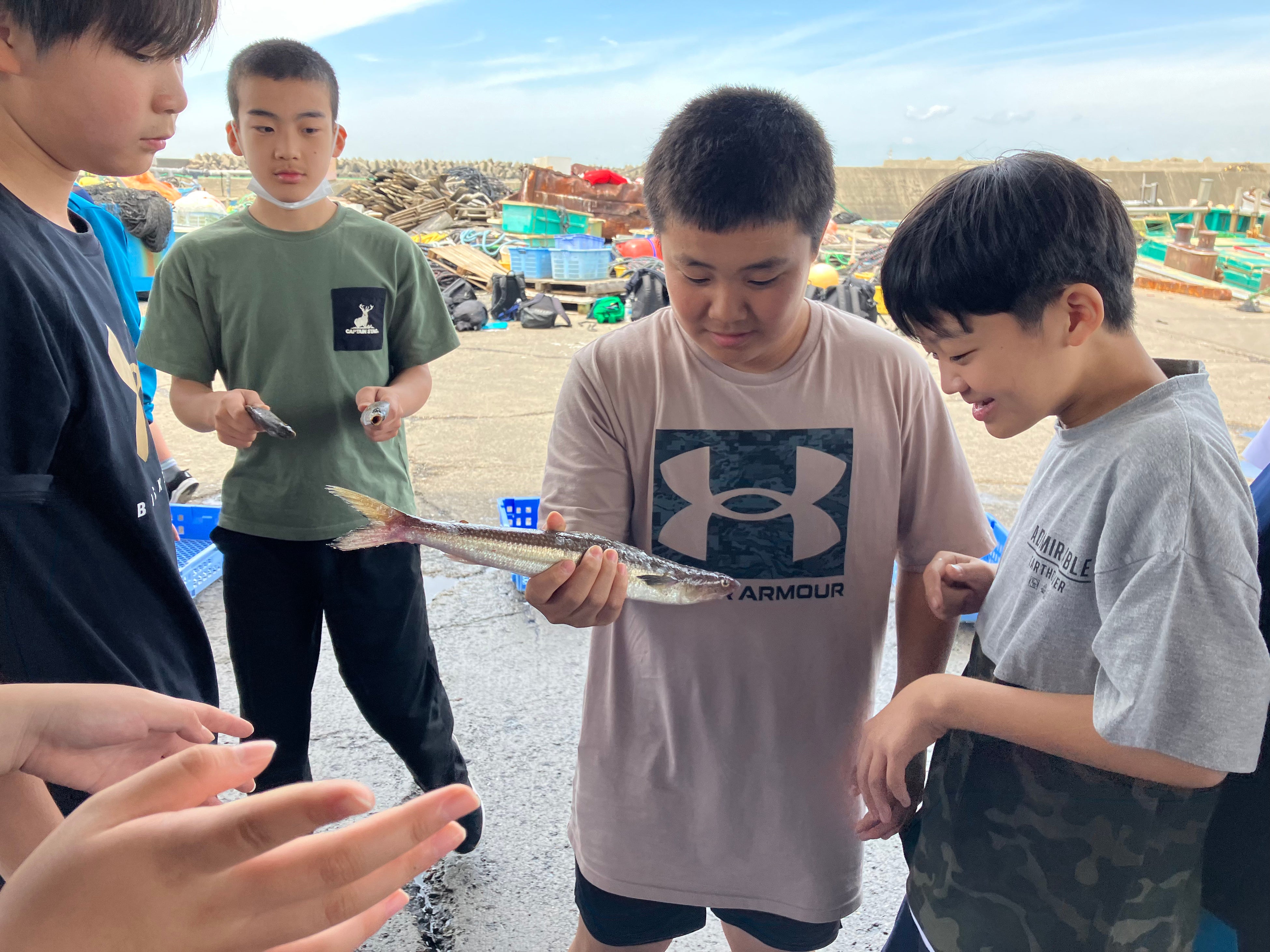 鮮魚の選別体験