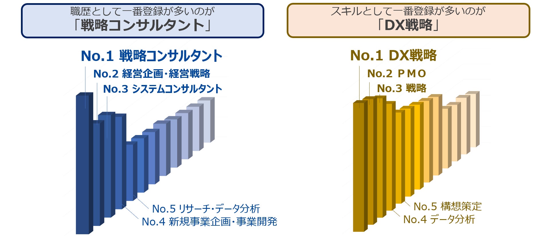 （左）登録するコンサルタントの職歴　（右）登録するコンサルタントの専門スキル　※当社調べ