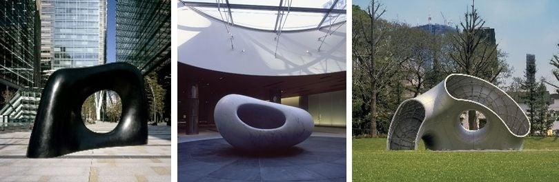 ▲左：妙夢（安田 侃）、中央：意心帰（安田 侃）、右：フラグメントNo.5 （フロリアン・クラール）