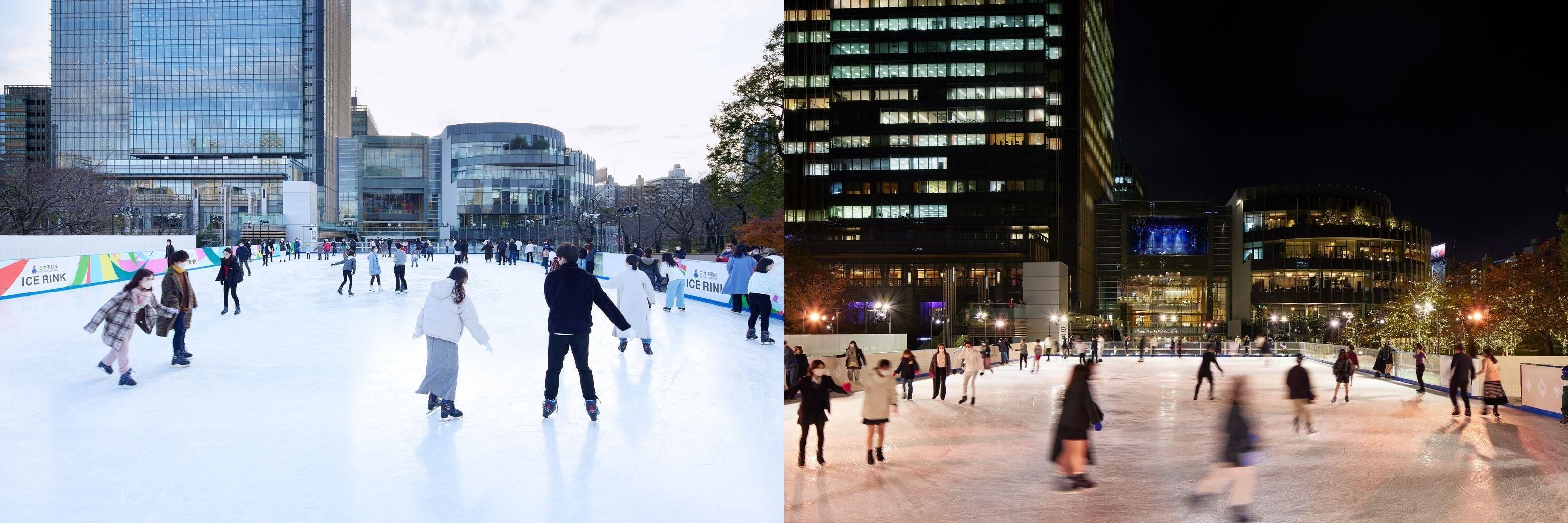 ▲（左）昼のイメージ(過去の様子)　　（右）夜の様子