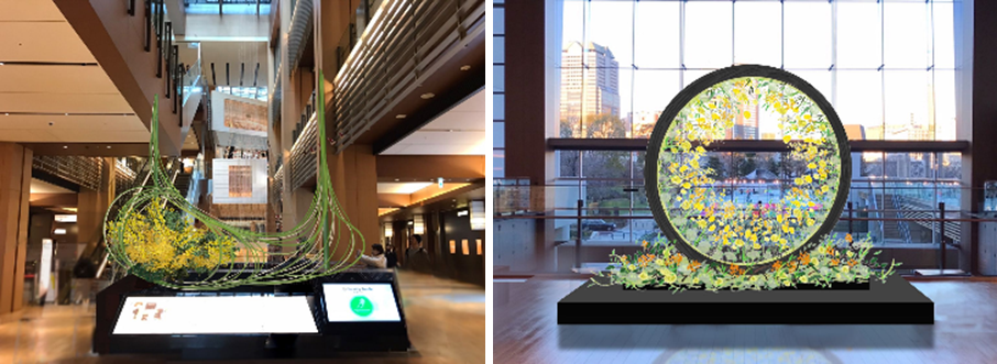 ※イメージ　左から「内包する未来」（ガレリア1Fツリーシャワー）、「夢の向こう側」（ガレリア１F　Bonpoint前）