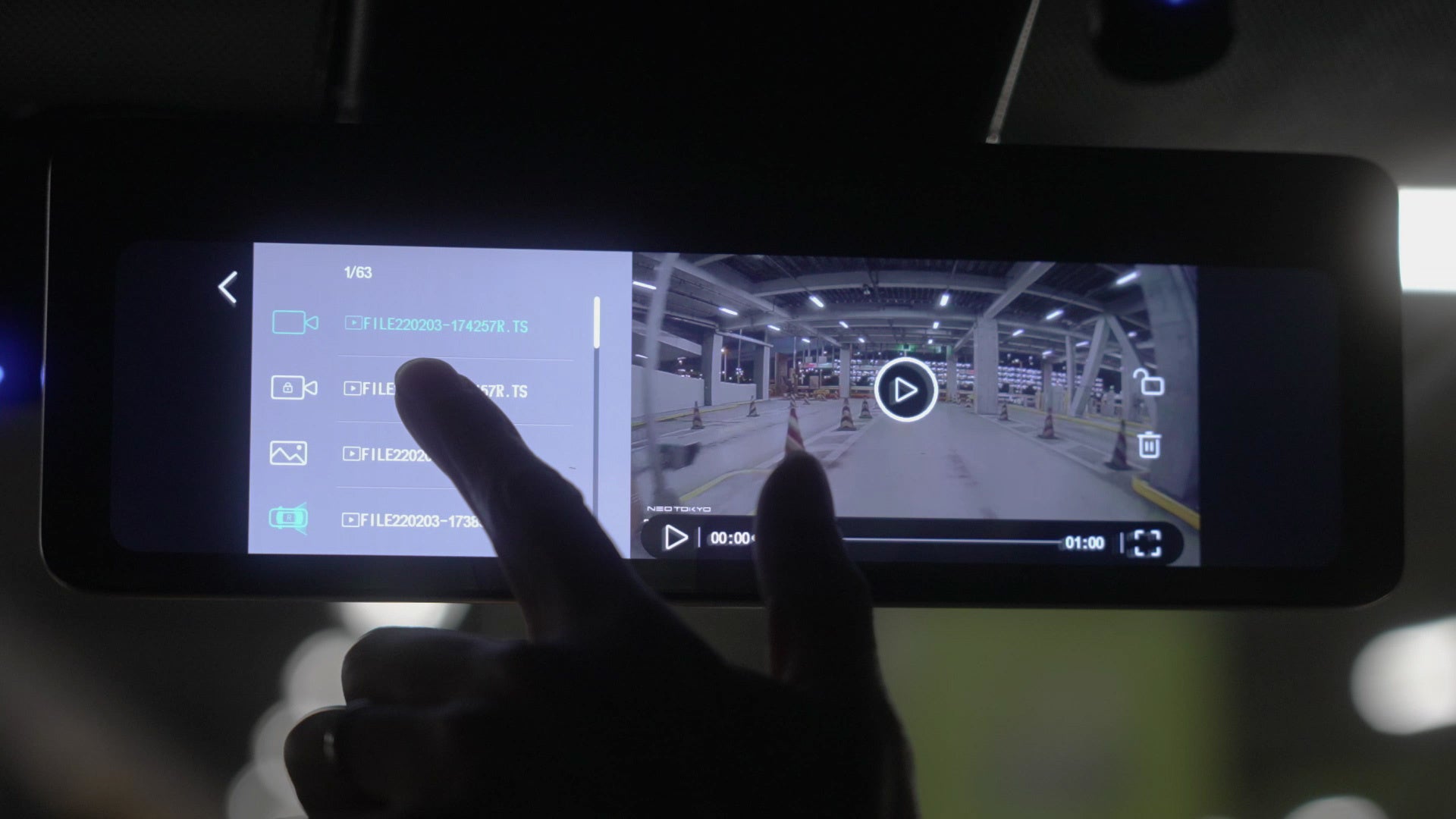 「ミラーカムSE」タッチパネル再生画面