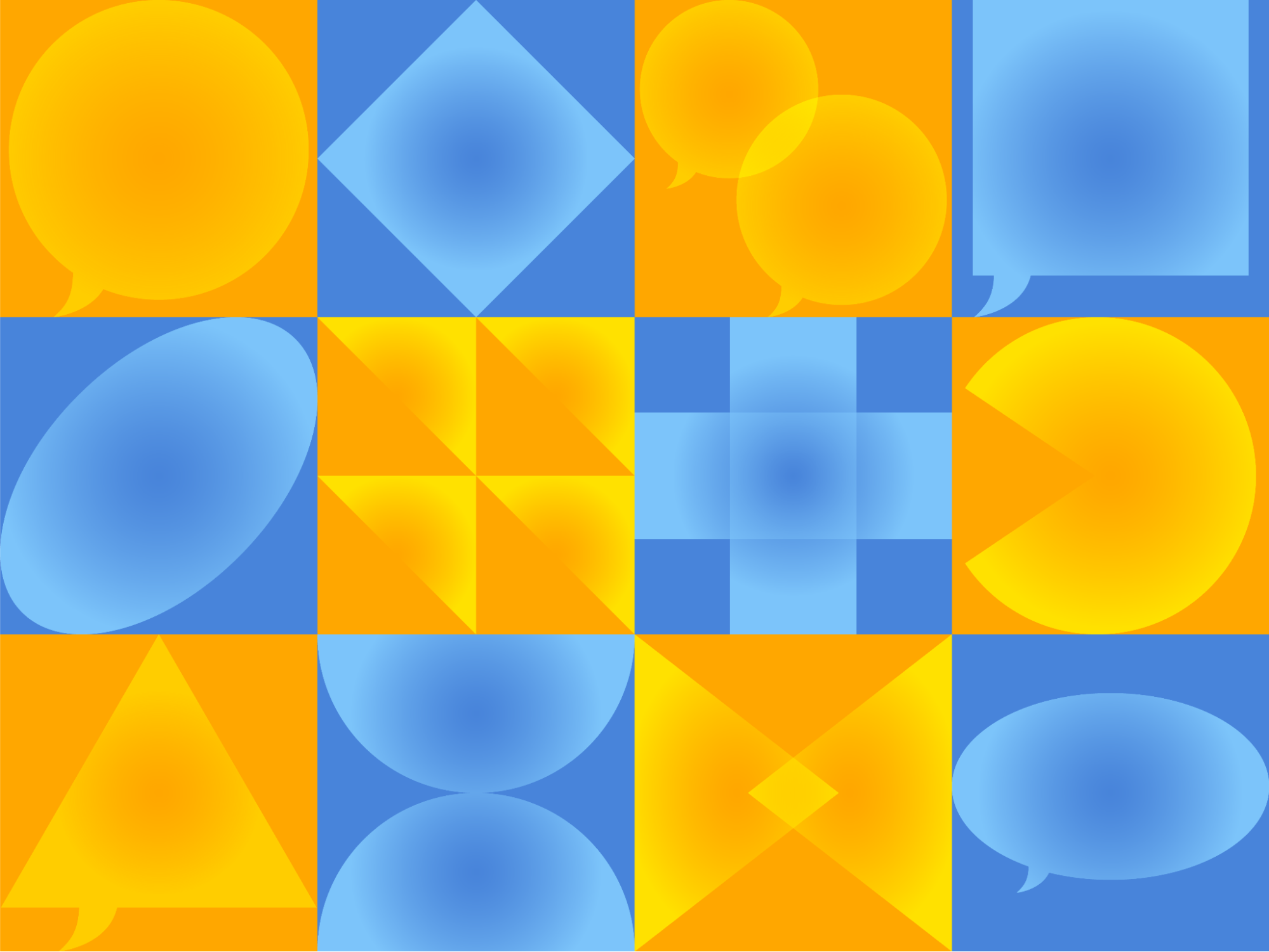 Helpfeel Communityのロゴ。グラデーションはじわじわ広がる様子、吹き出しはコミュニケーションを表しています。オレンジの「人間味」と青の「テクノロジー」が混ざり、さらにさまざまな人や悩みが集まる様子をイメージしています。