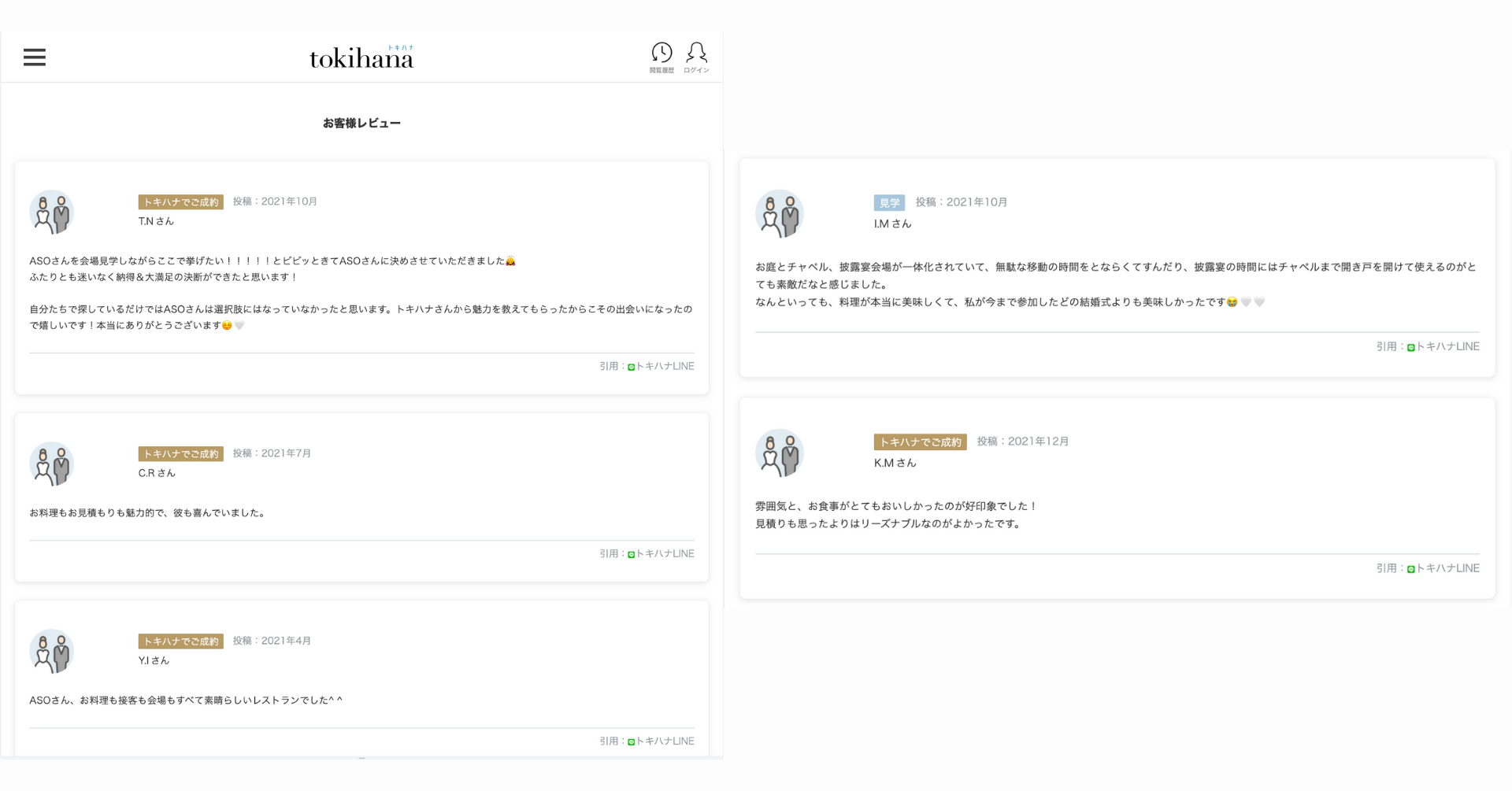 トキハナ お客様レビュー