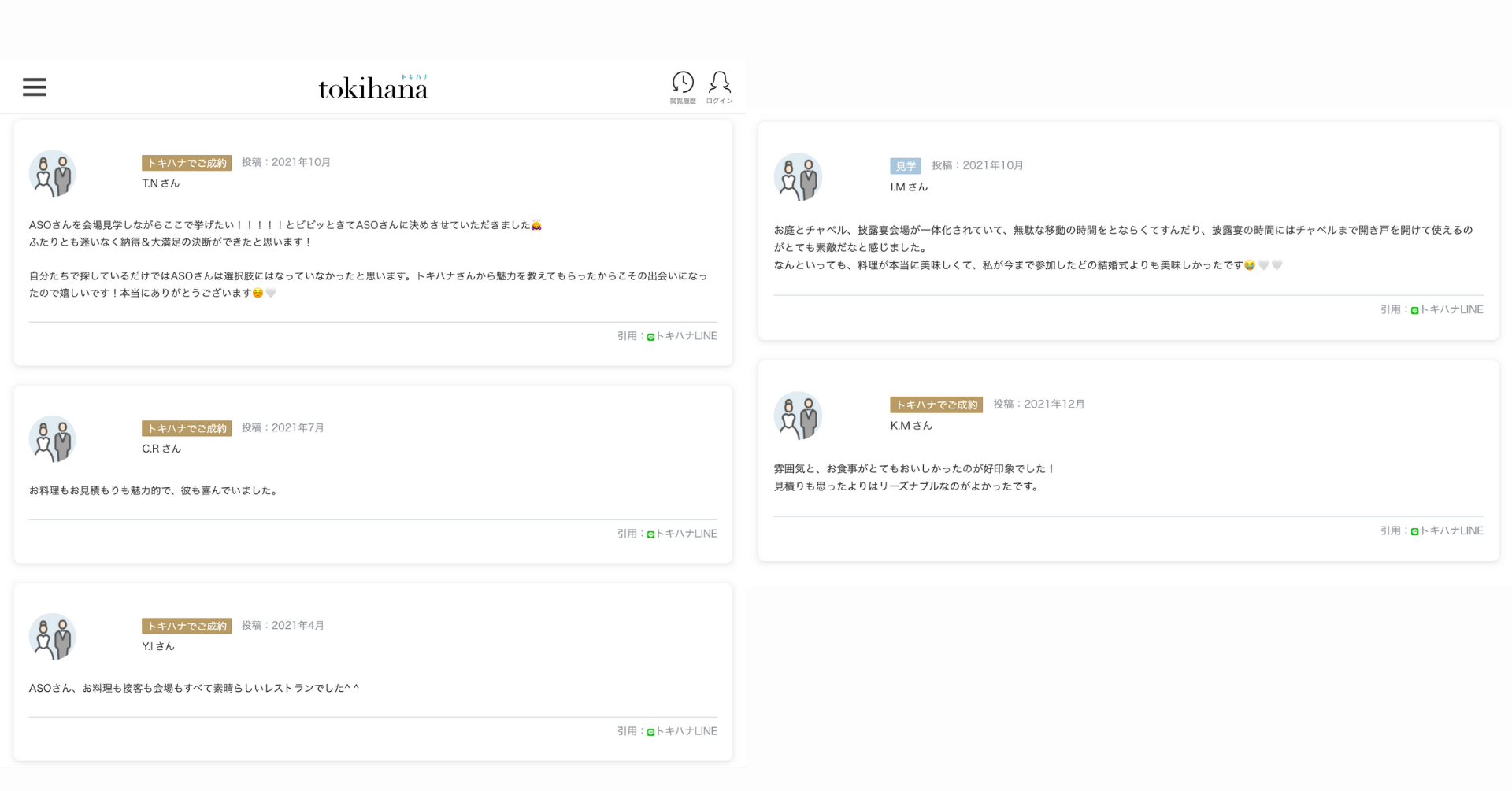 トキハナ  お客様レビュー
