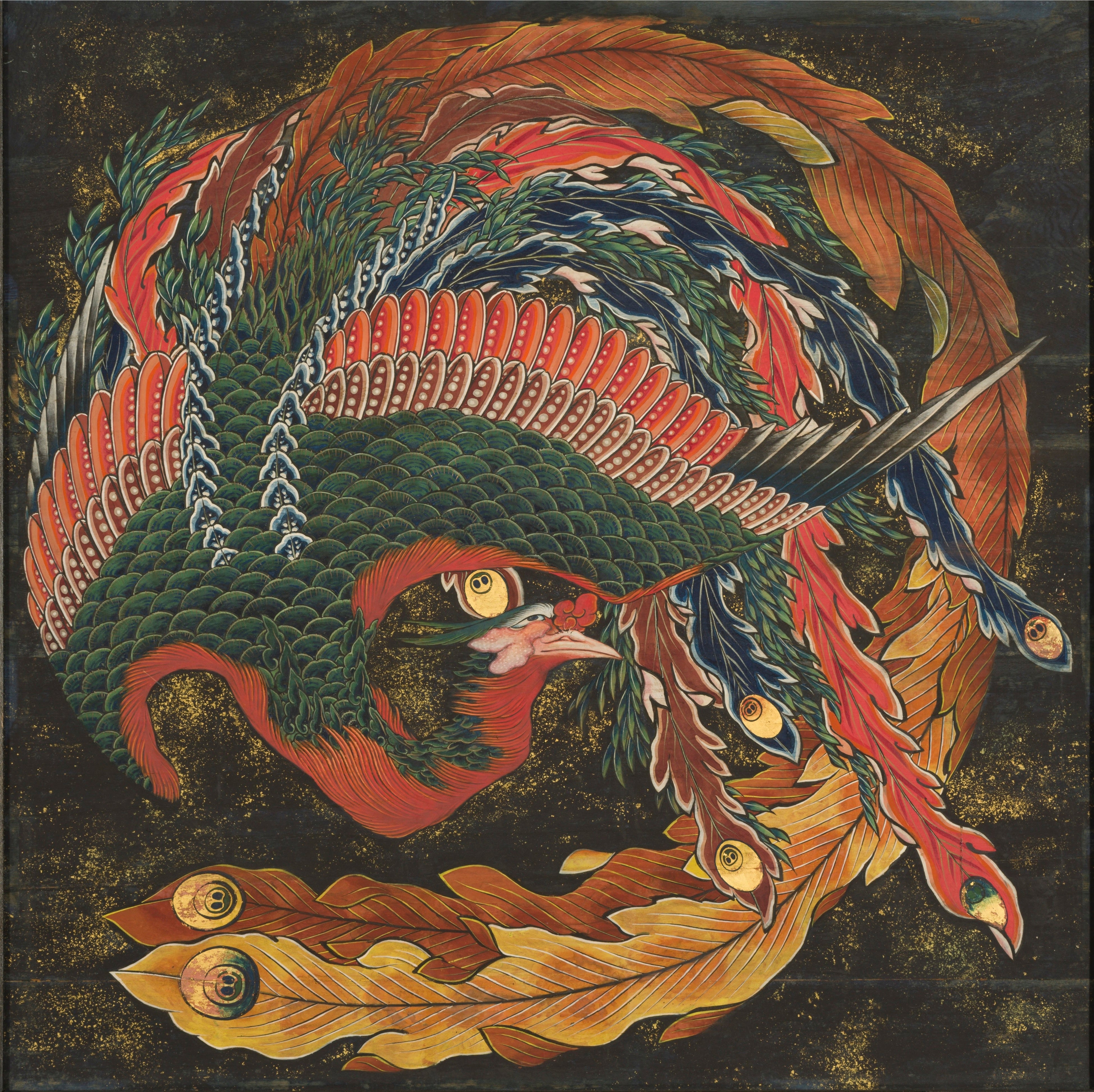 長野県宝　鳳凰図（東町祭屋台天井絵） 葛飾北斎　江戸時代・弘化元年（天保15年・1844） 長野・小布施町東町自治会