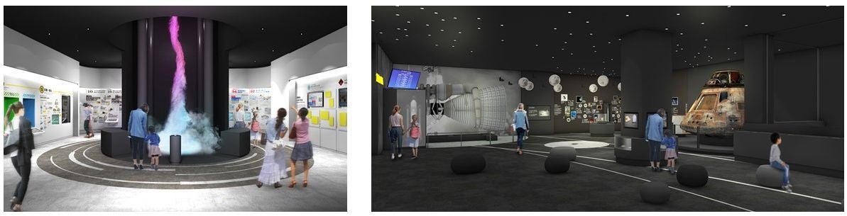 左：竜巻発生装置、右：スペースラウンジ