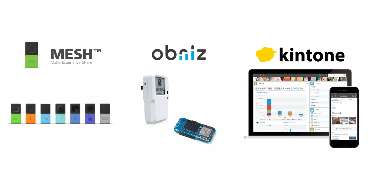 MESH、obniz、kintoneの製品イメージ画像