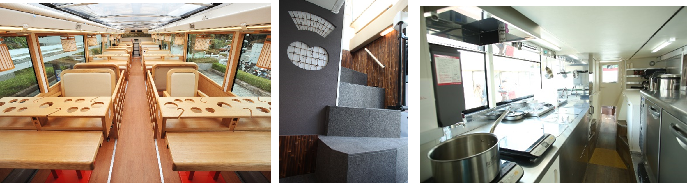 2階バス車内　　　　　　　　　　　　　　　石の階段　　　　　　　　　　　　　　　1階キッチン