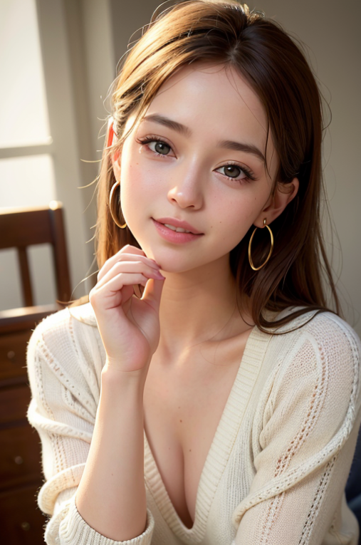 白いニットのポートレート