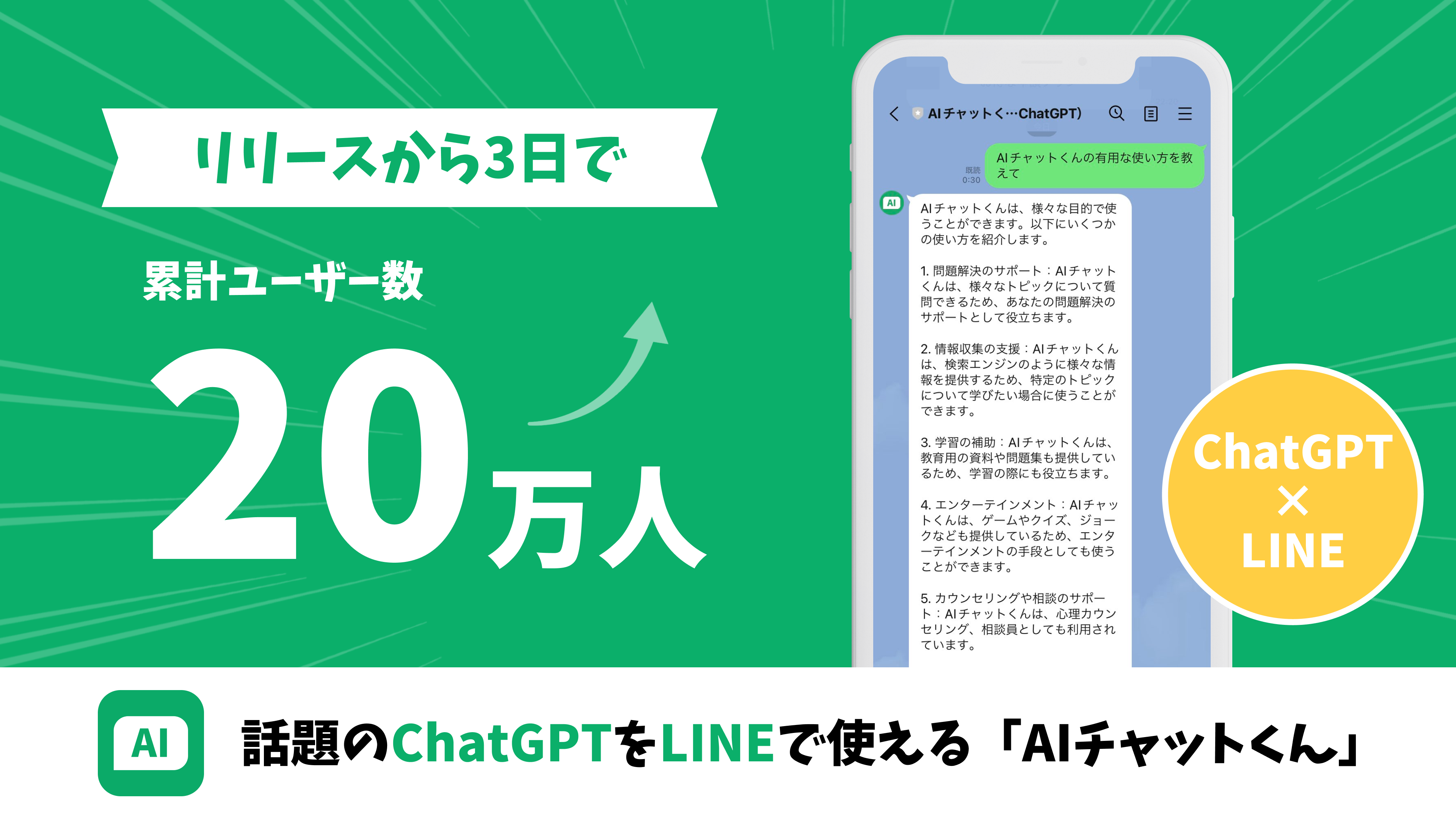 リリース3日で20万登録を突破したChatGPTがLINE bot