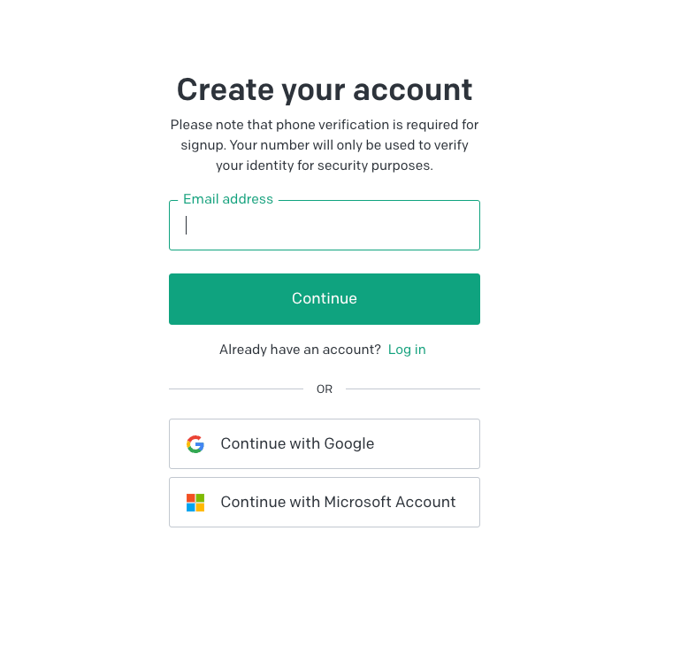 ChatGPT公式サイトの登録画面