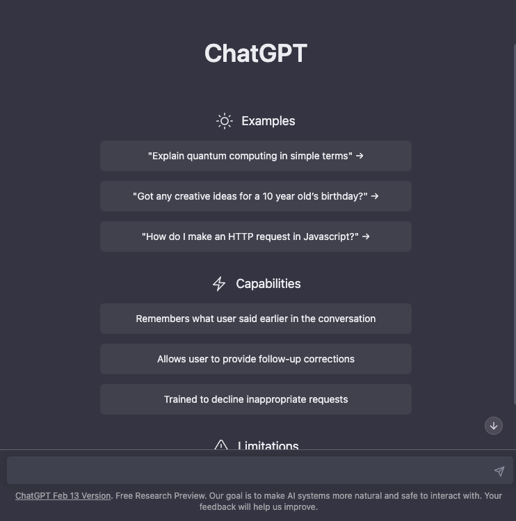 ChatGPT公式サイトの利用画面