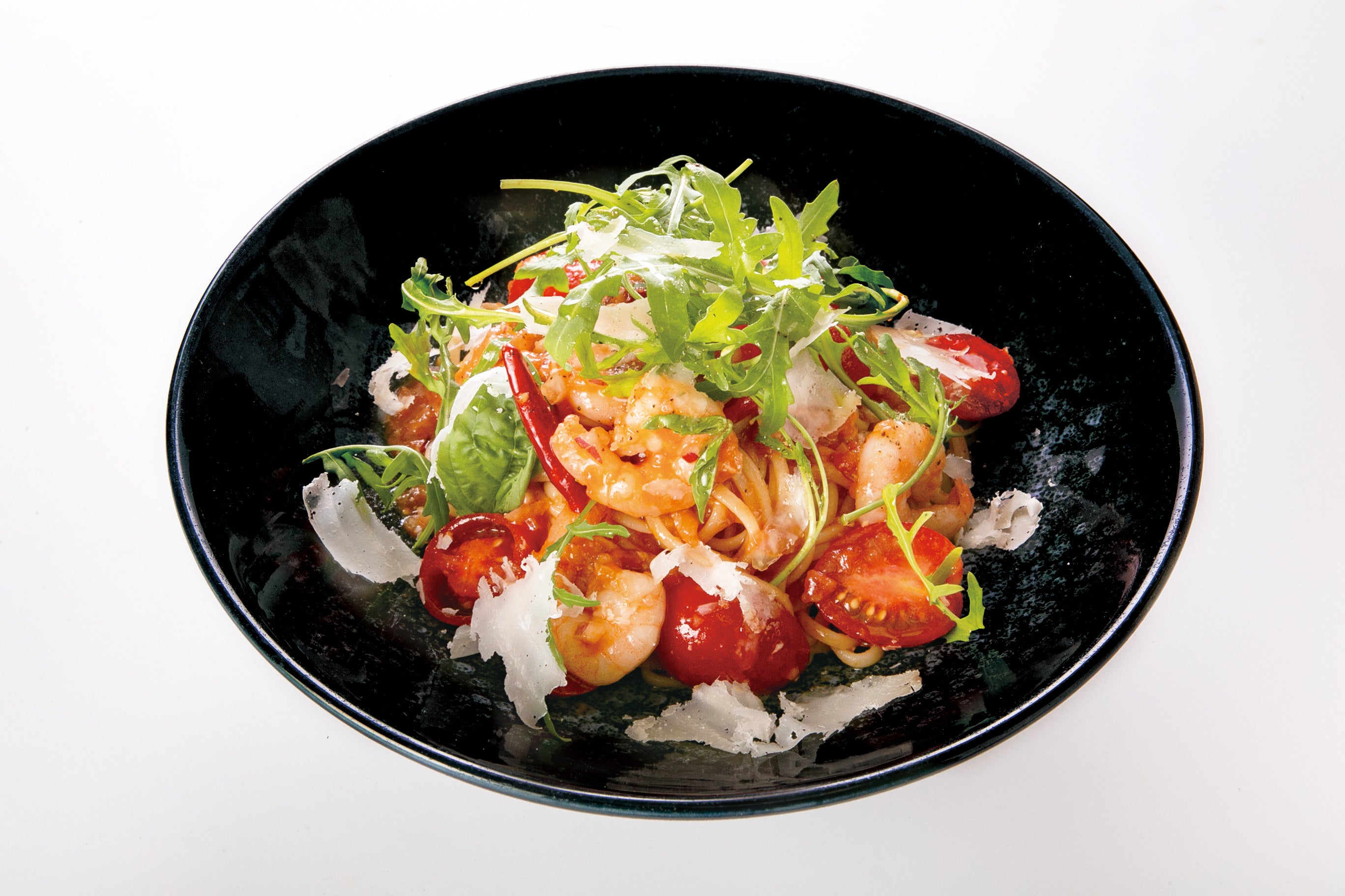 完熟トマトと海老の冷製アラビアータ