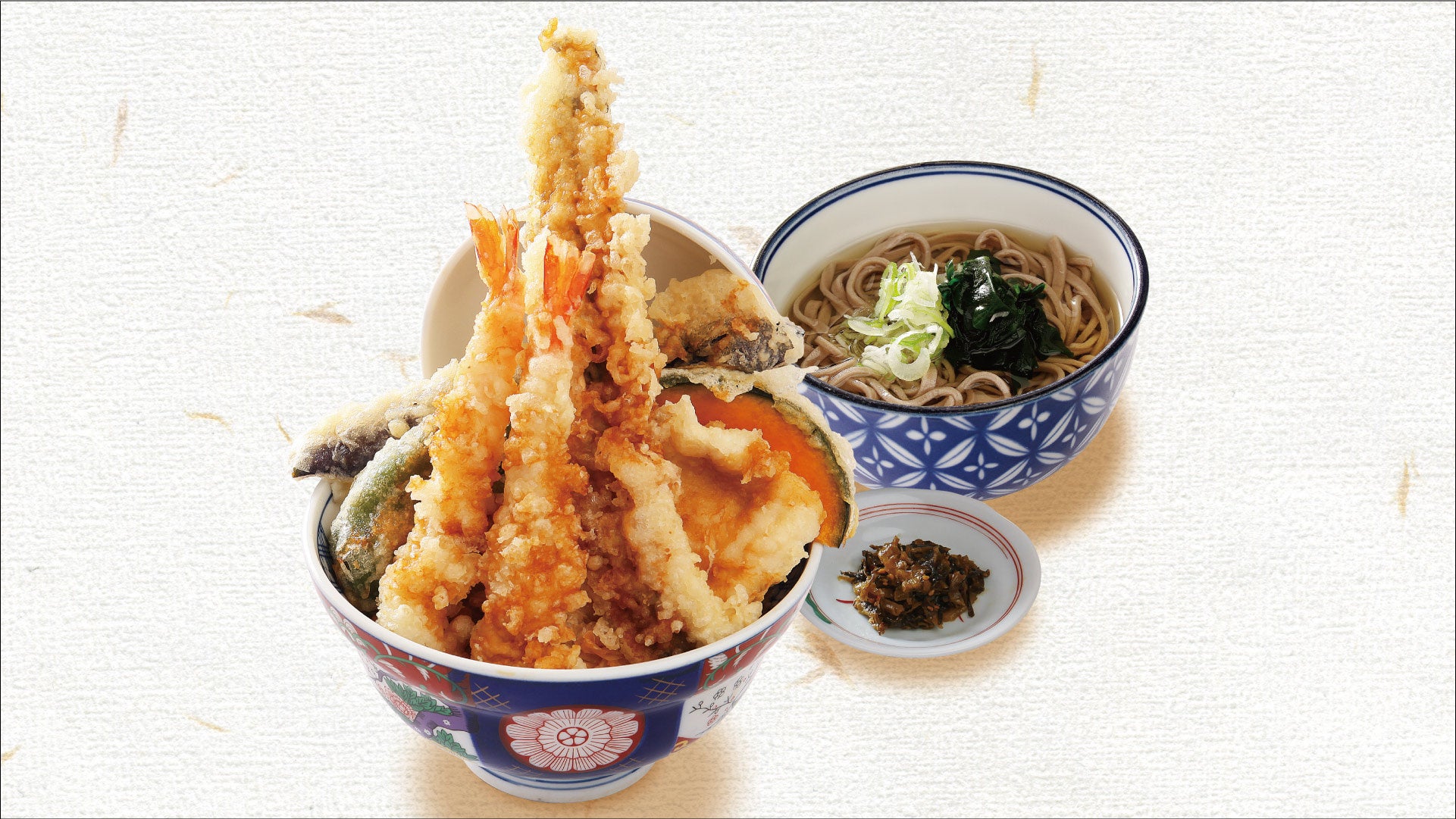 一本穴子と海老二本天丼ミニ麺セット