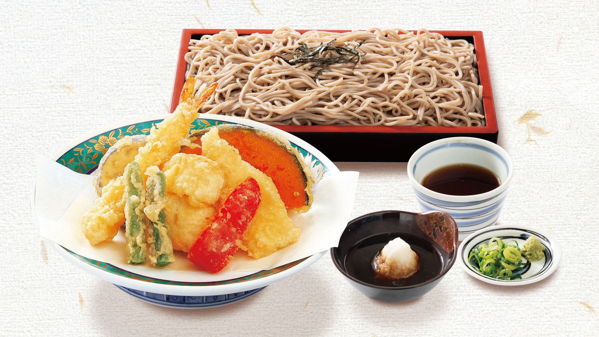 鱧と夏野菜の天ぷらせいろそば